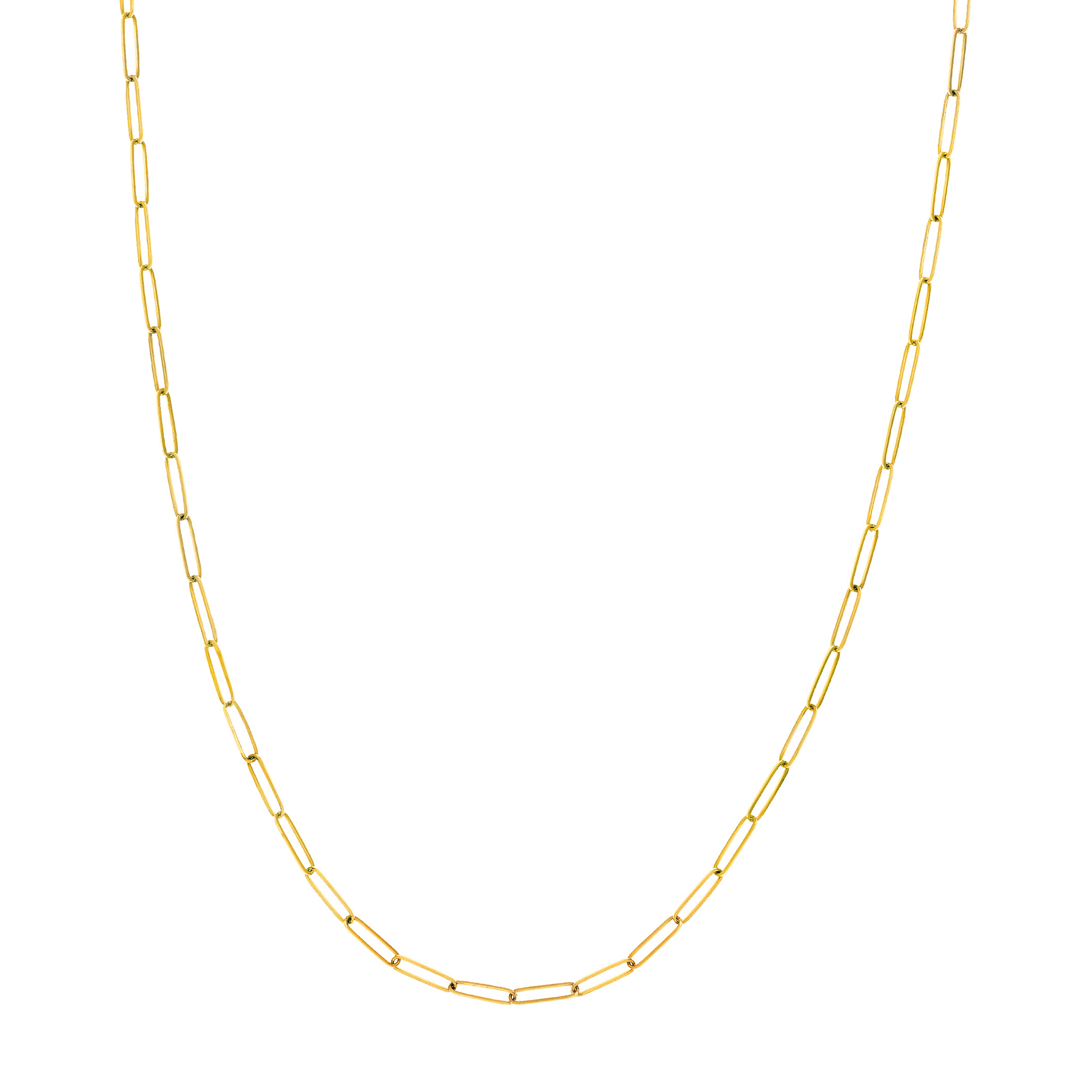 14K Solid Yellow Gold Paperclip Necklace - 16 inch