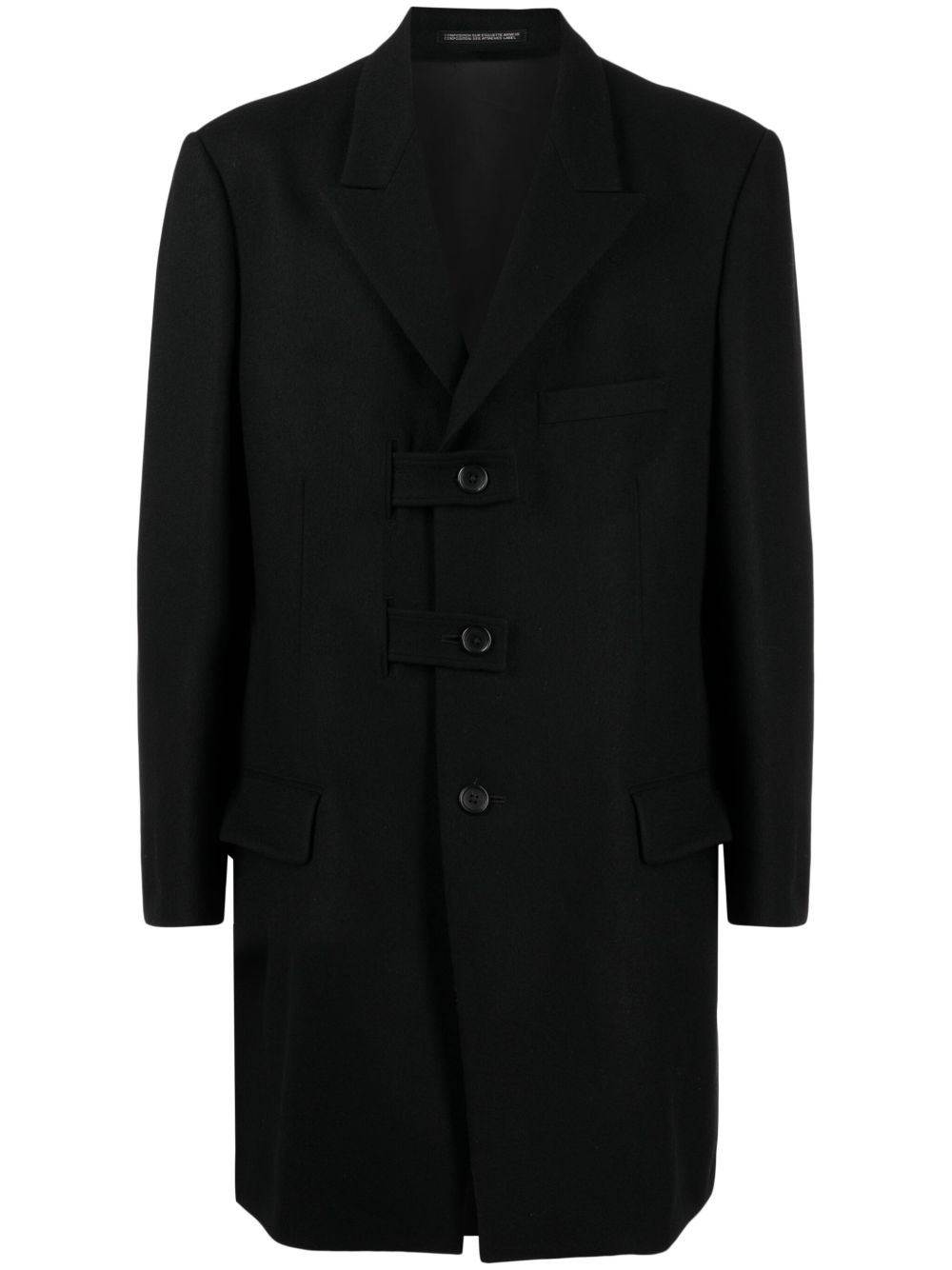 Yohji Yamamoto 单排扣羊毛外套 - 黑色
