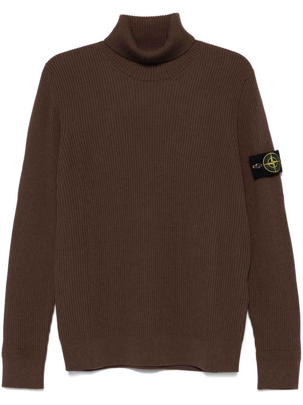 Stone Island 羊毛罗纹毛衣 - 褐色