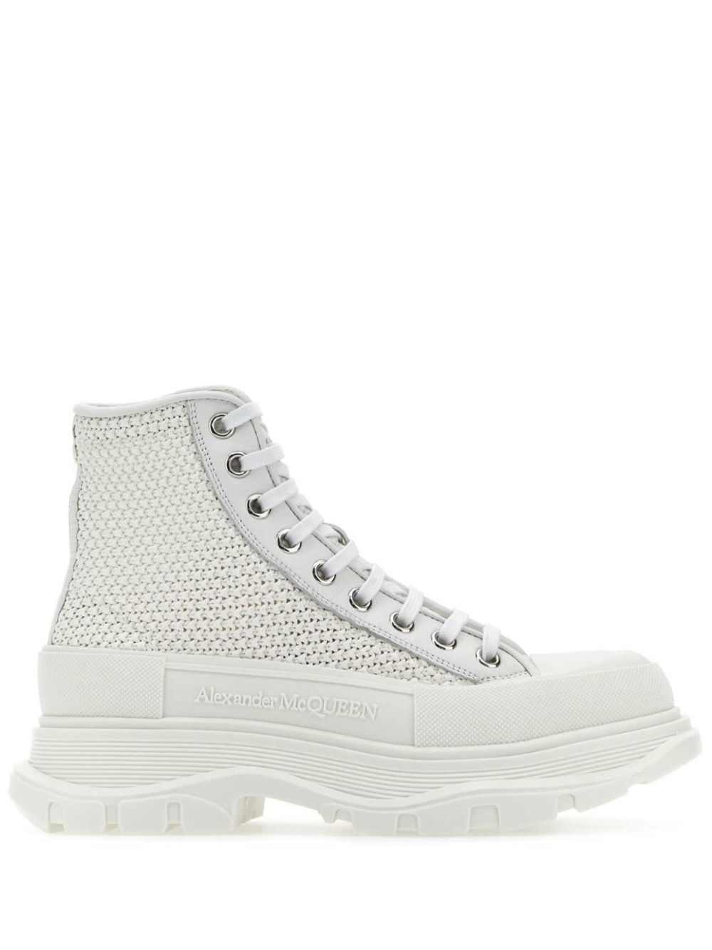 Alexander McQueen 编织设计及踝靴 - 白色
