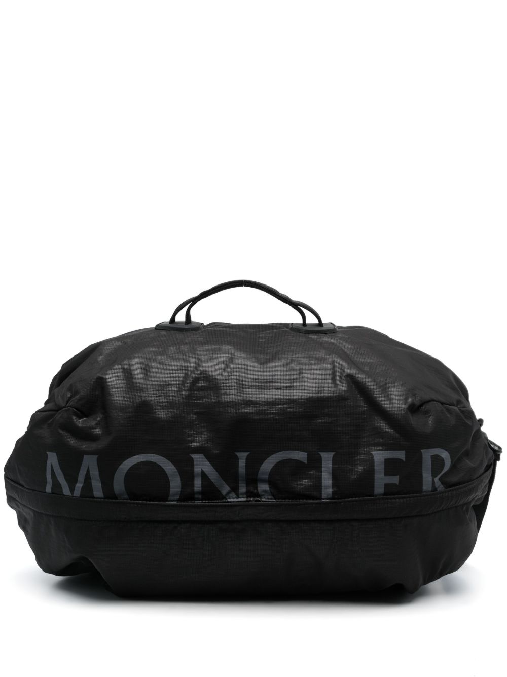 Moncler logo印花拉链双肩包 - 黑色