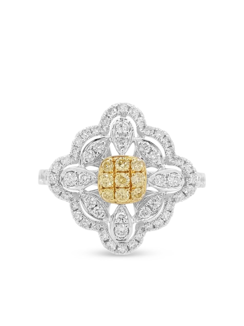 HYT Jewelry 18K黄金铂金钻石戒指 - 银色