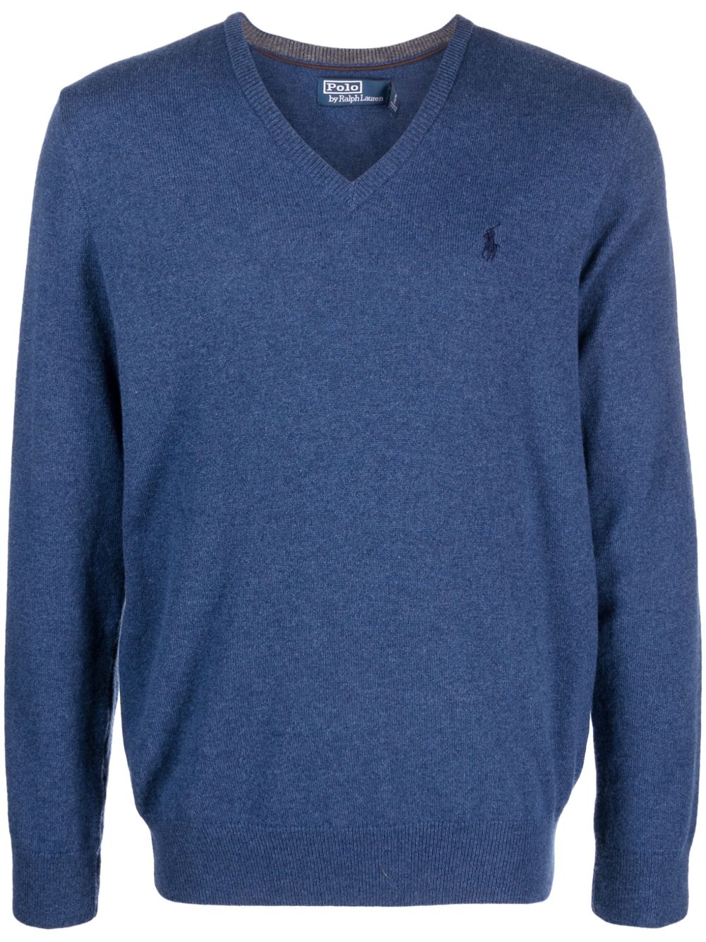 Polo Ralph Lauren V领混色效果羊毛毛衣 - 蓝色