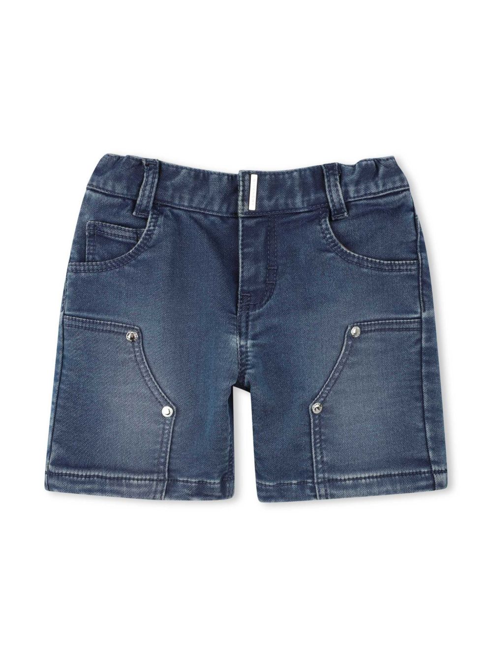 Givenchy Kids logo刺绣牛仔短裤 - 蓝色