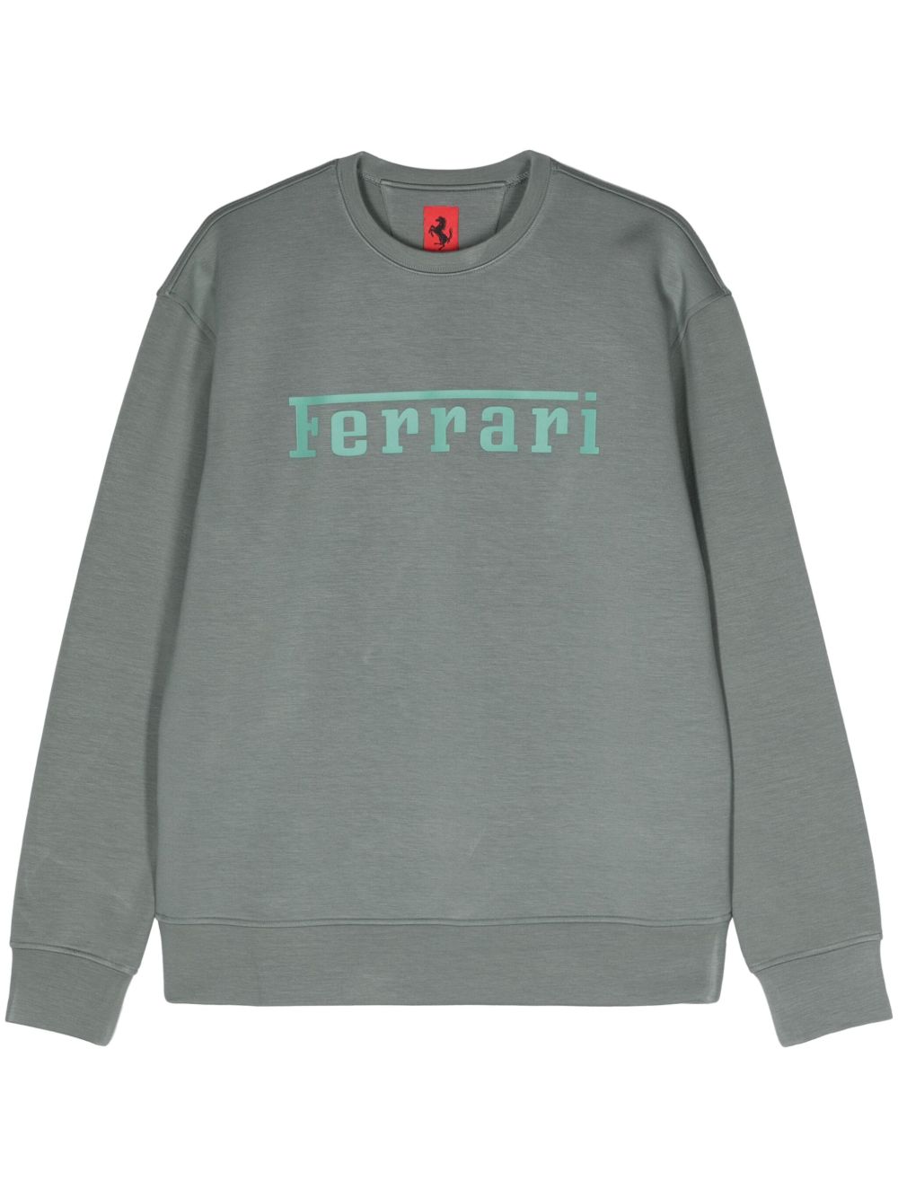 Ferrari 浮雕logo平纹针织卫衣 - 灰色