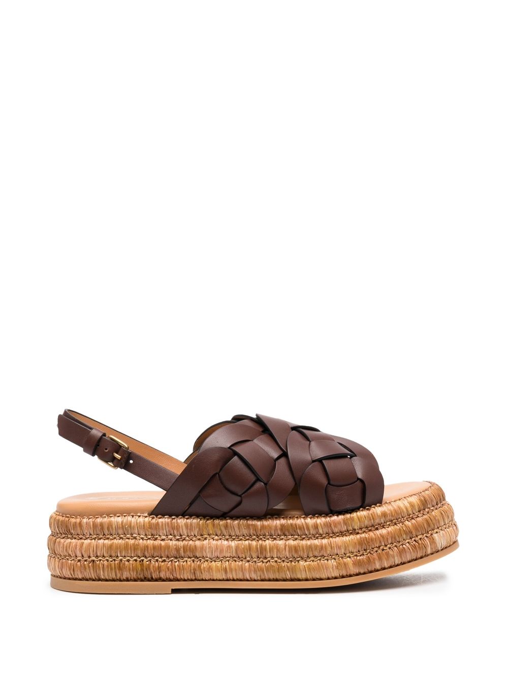 Tod's 编织皮质草编鞋 - 褐色