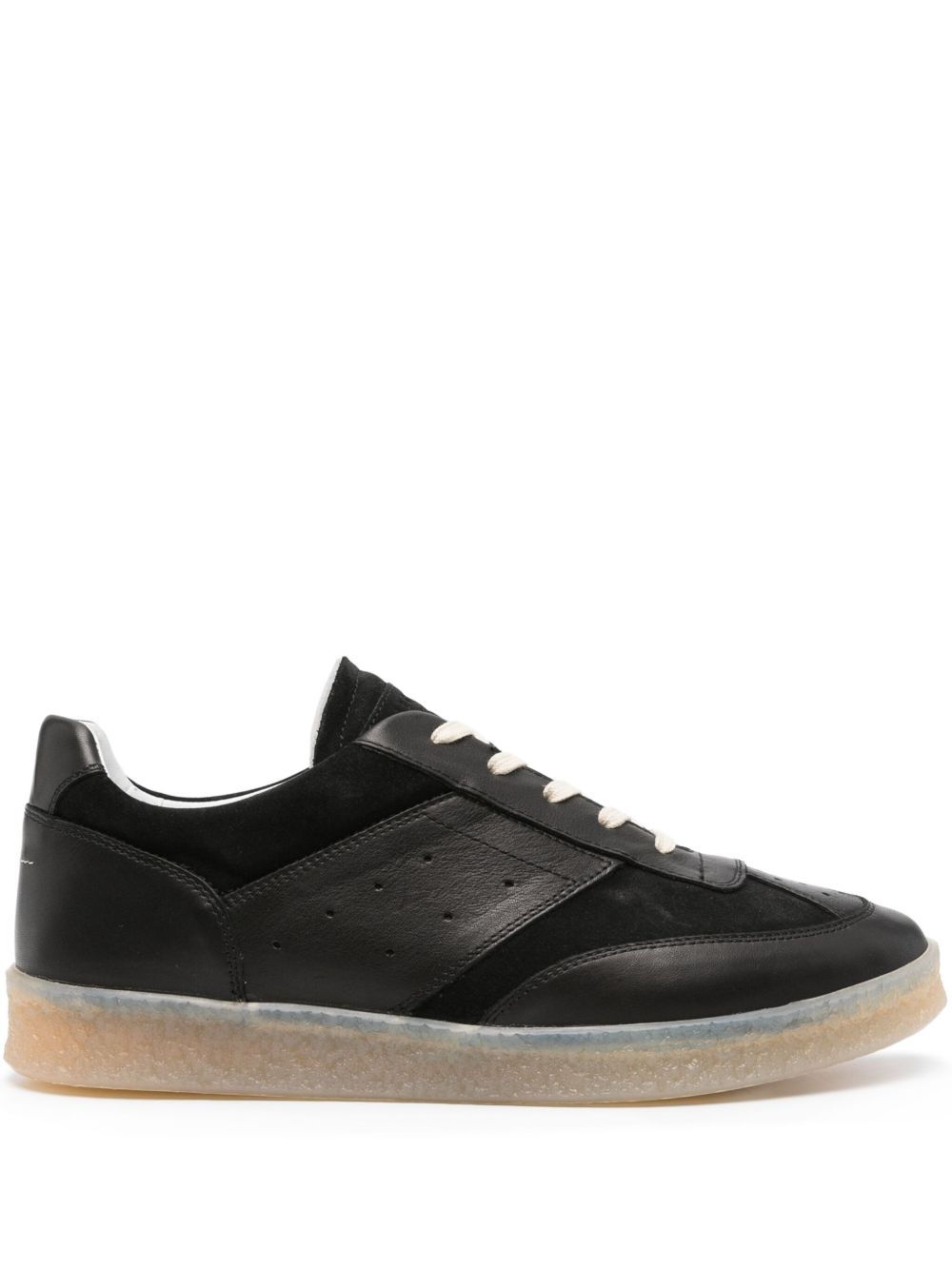 MM6 Maison Margiela 系带皮质运动鞋 - 黑色