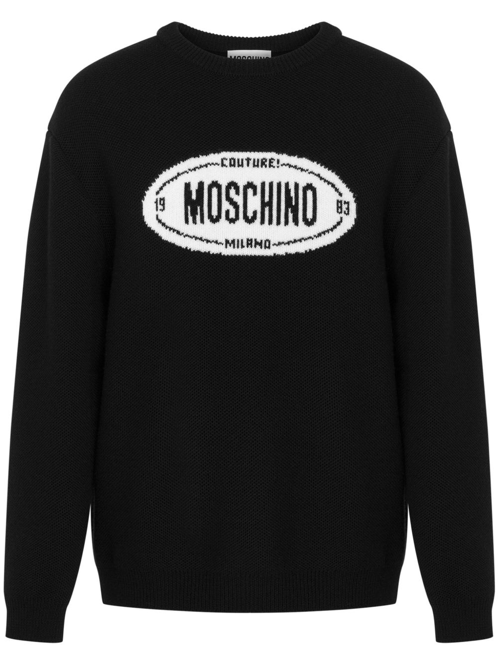 Moschino logo嵌花初剪羊毛毛衣 - 黑色