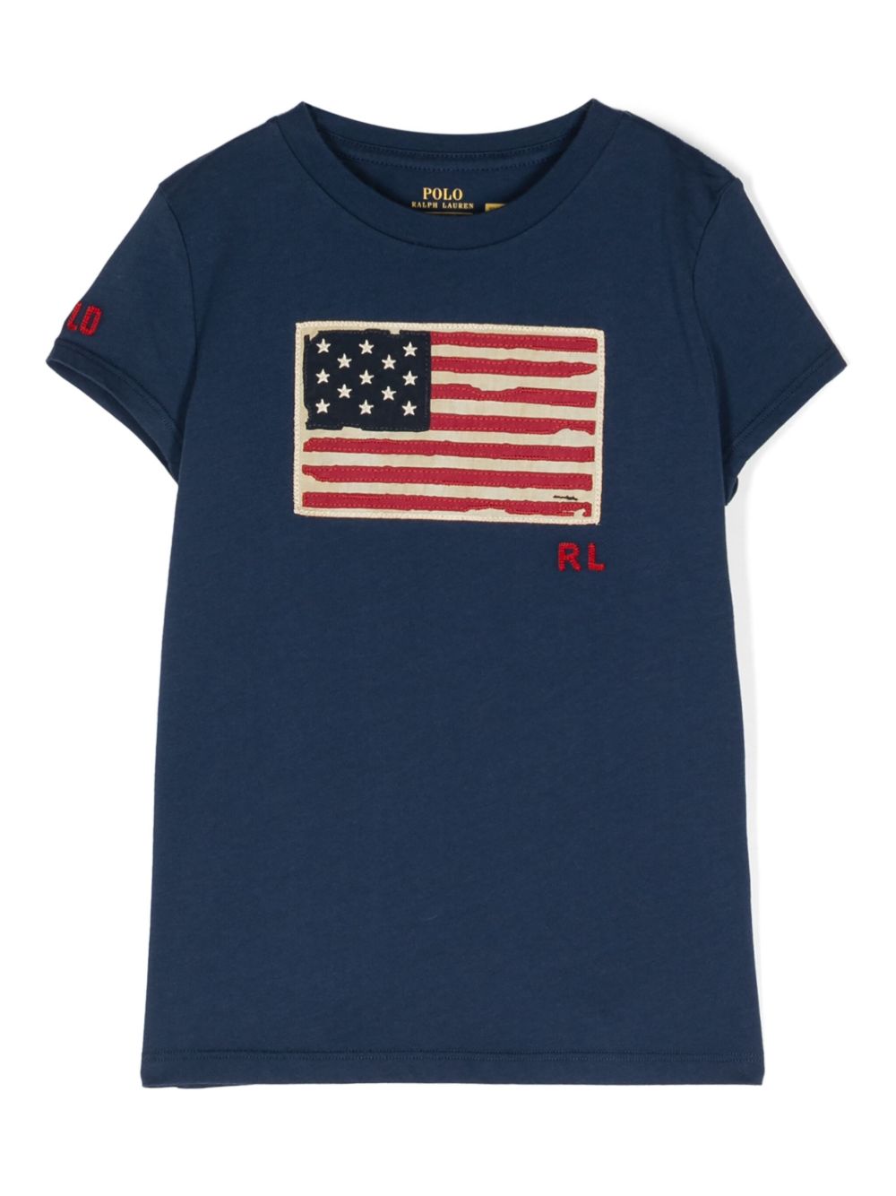 POLO RALPH LAUREN KIDS Flag 贴花棉T恤 - 蓝色