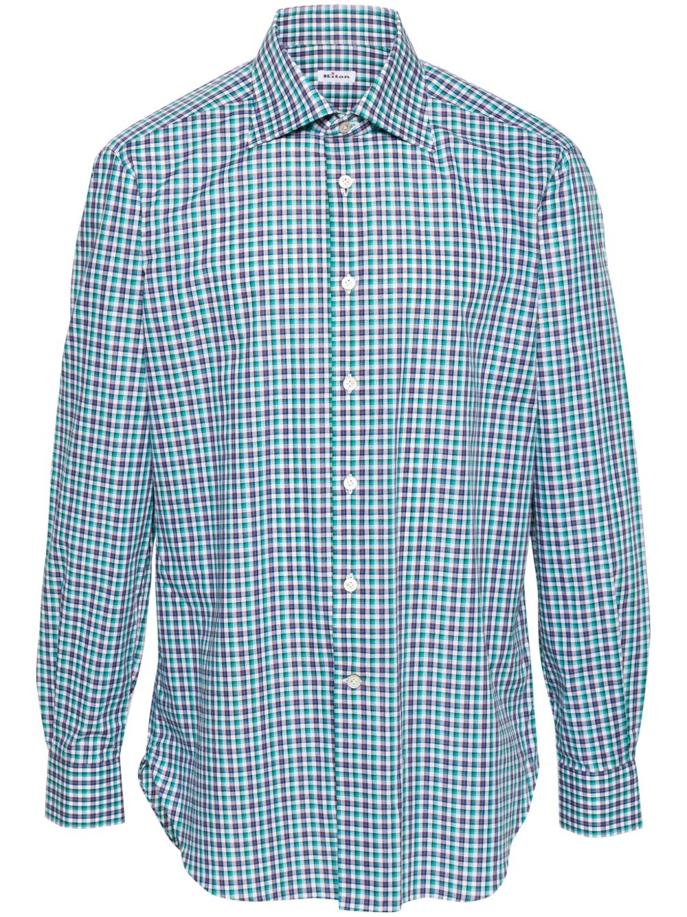 Kiton 格纹棉衬衫 - 绿色