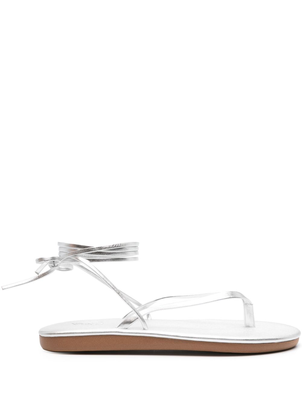 Ancient Greek Sandals Sahara 皮质平底凉鞋 - 银色