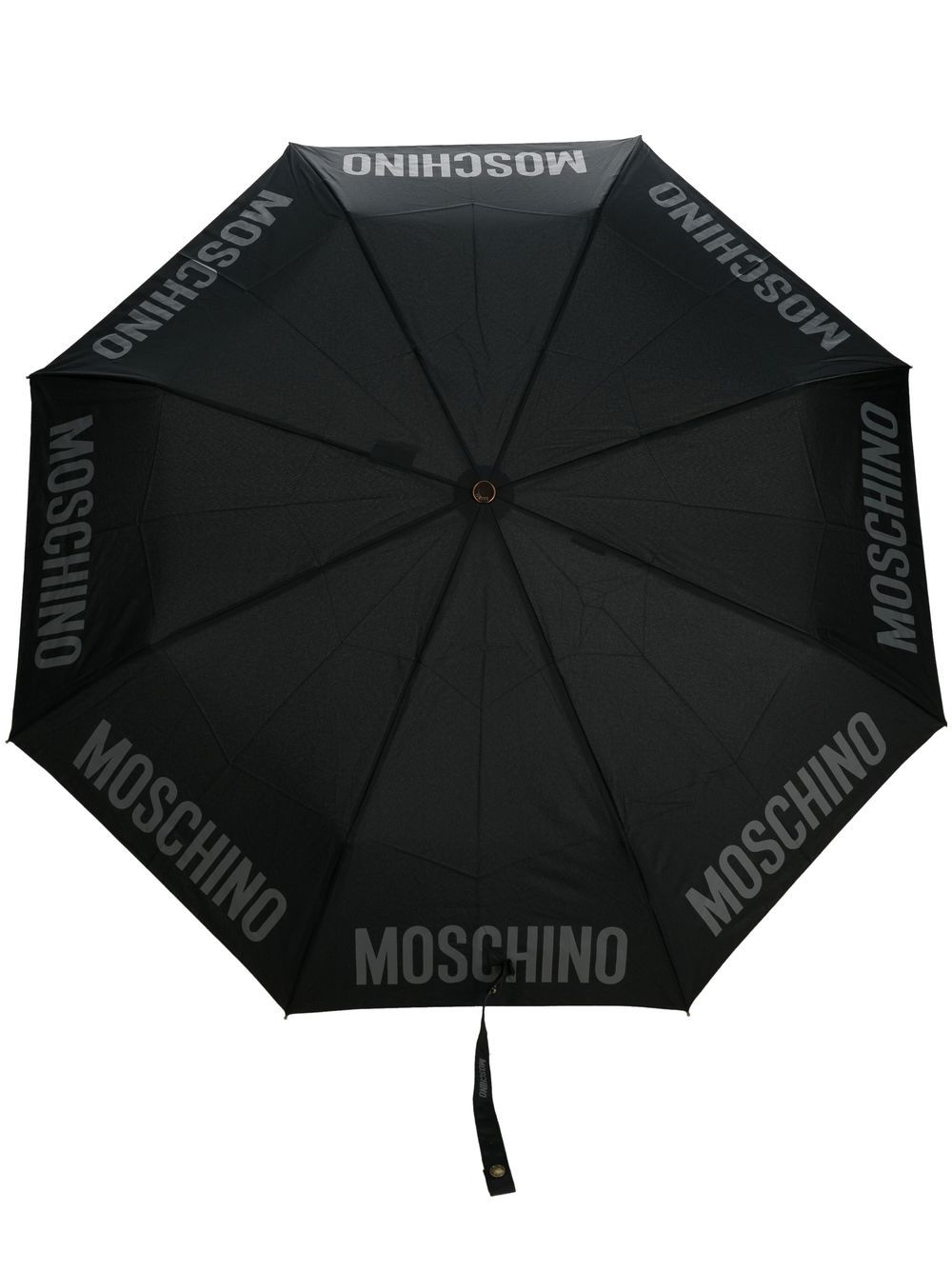 Moschino logo印花轻便雨伞 - 黑色