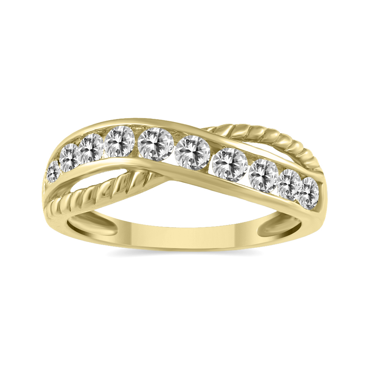 1/2 Carat TW 9 Stone Natural Diamond Infinity Ring in 10K Yellow Gold