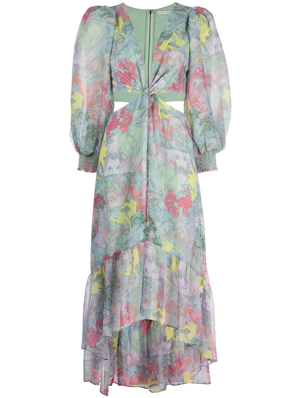 alice + olivia X Lola Schnable Katia 超长连衣裙 - 绿色