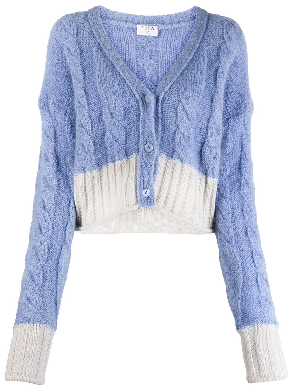 Filippa K 粗绞花针织短款开衫 - 蓝色