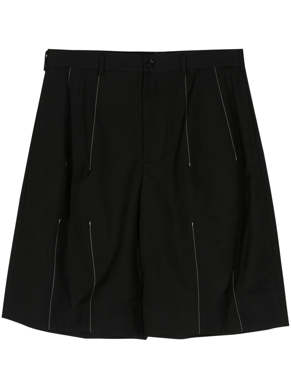 Black Comme Des Garçons 装饰性缝线阔腿短裤 - 黑色