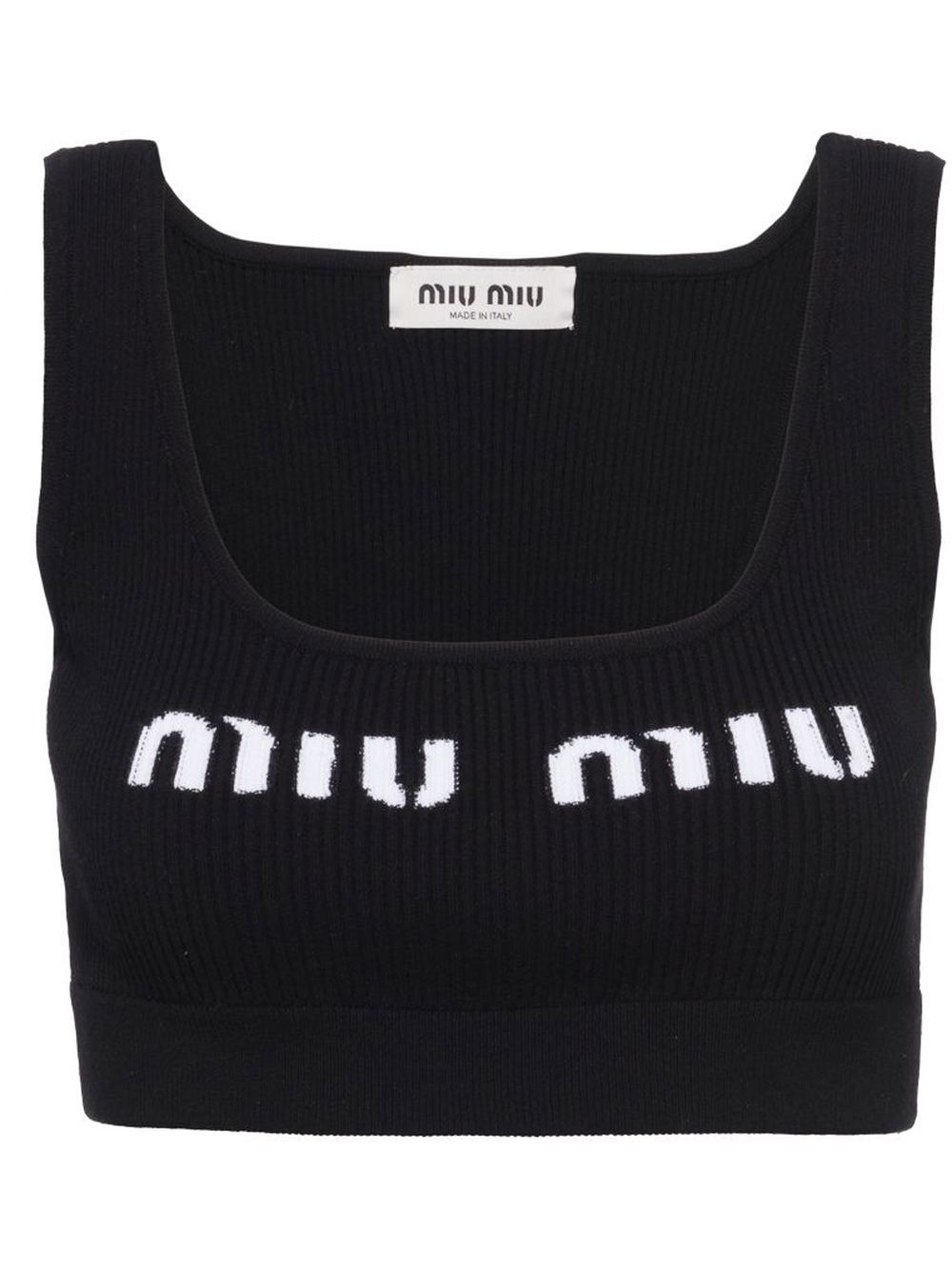 Miu Miu logo针织短款坦克背心 - 黑色