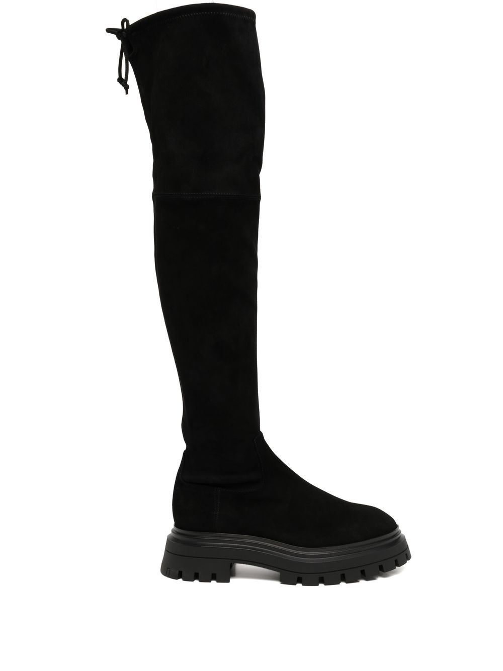 Stuart Weitzman 系带打结过膝靴 - 黑色
