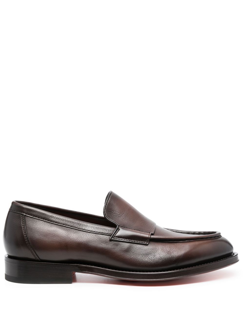 Santoni 套穿式皮质乐福鞋 - 褐色