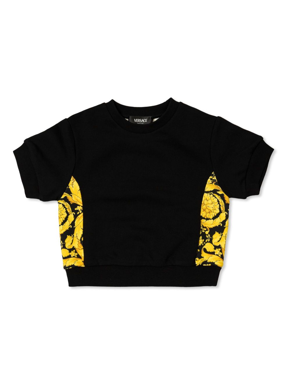 Versace Kids Barocco 印花棉T恤 - 黑色