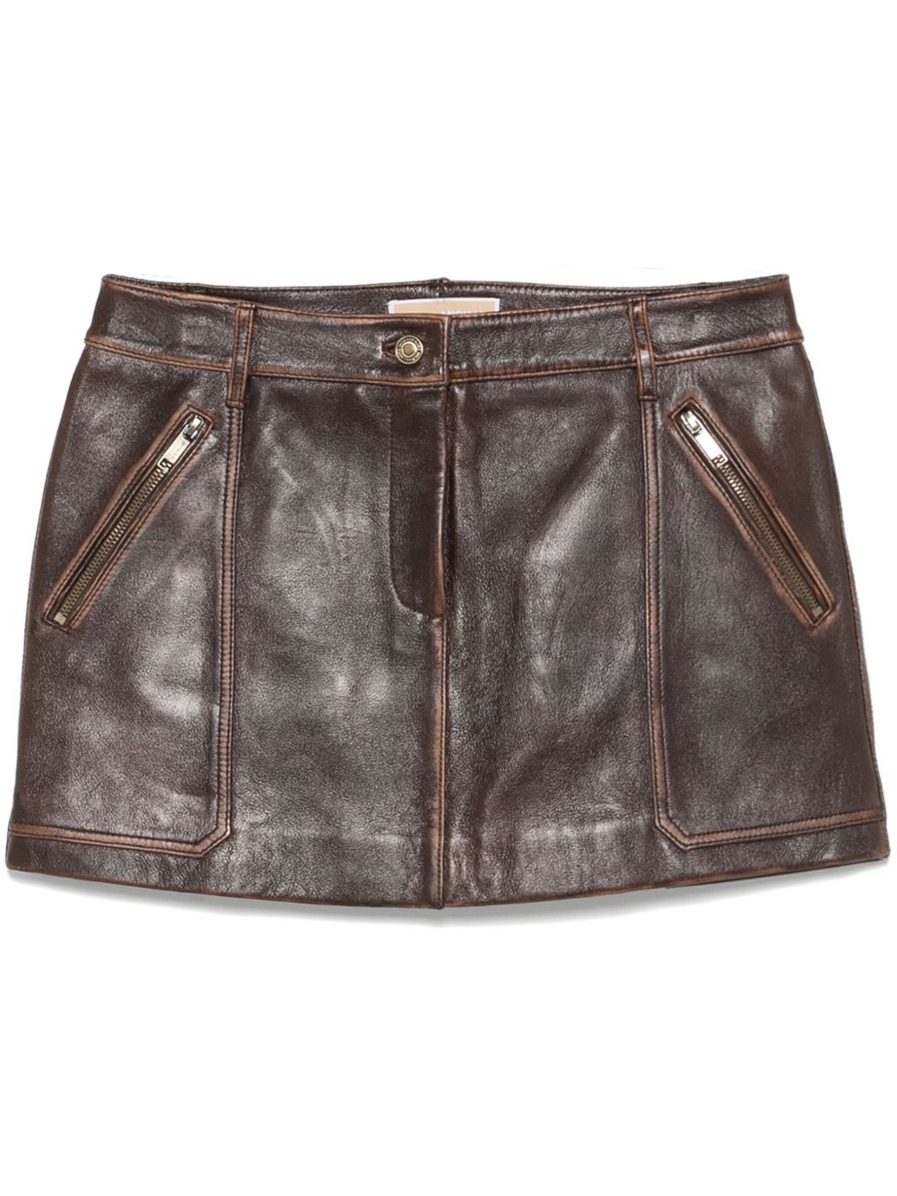 Michael Michael Kors leather mini skirt - 褐色