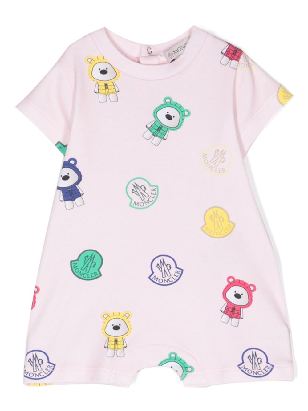 Moncler Enfant 大面积图案印花连体衣 - 粉色