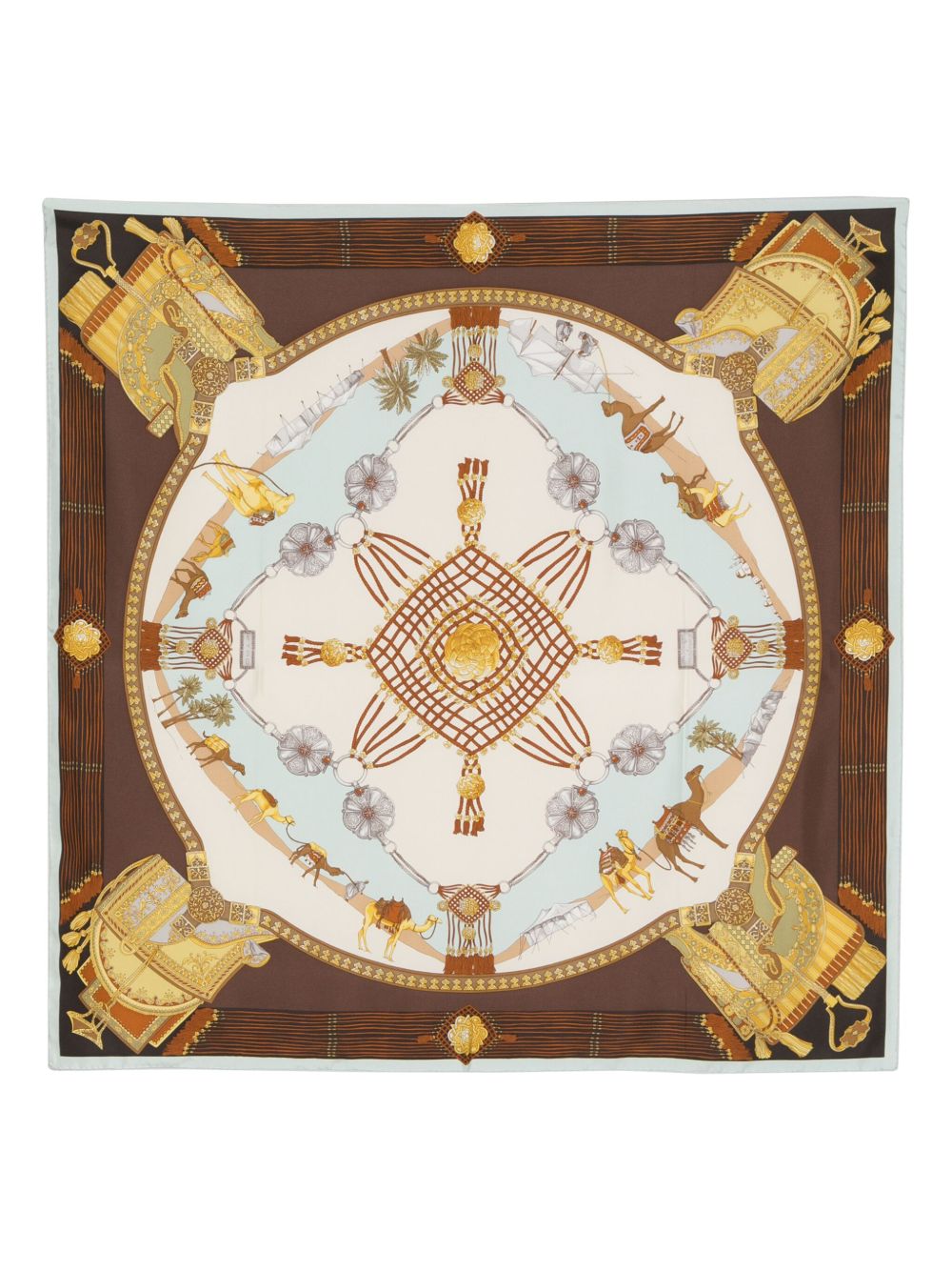 Etro Pre-Owned 图案印花真丝围巾 - 褐色