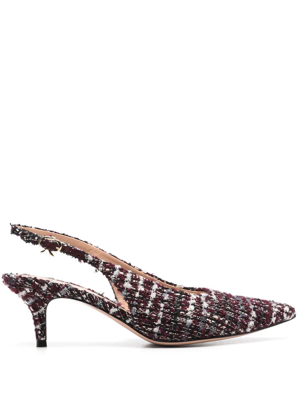 Gianvito Rossi 粗花呢裹踝低跟鞋（5.5厘米） - 红色