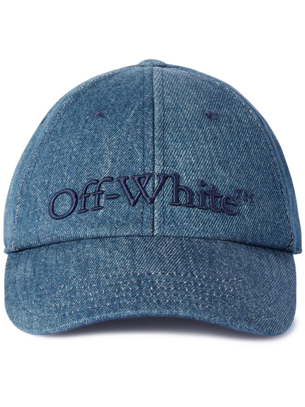 Off-White 刺绣牛仔棒球帽 - 蓝色