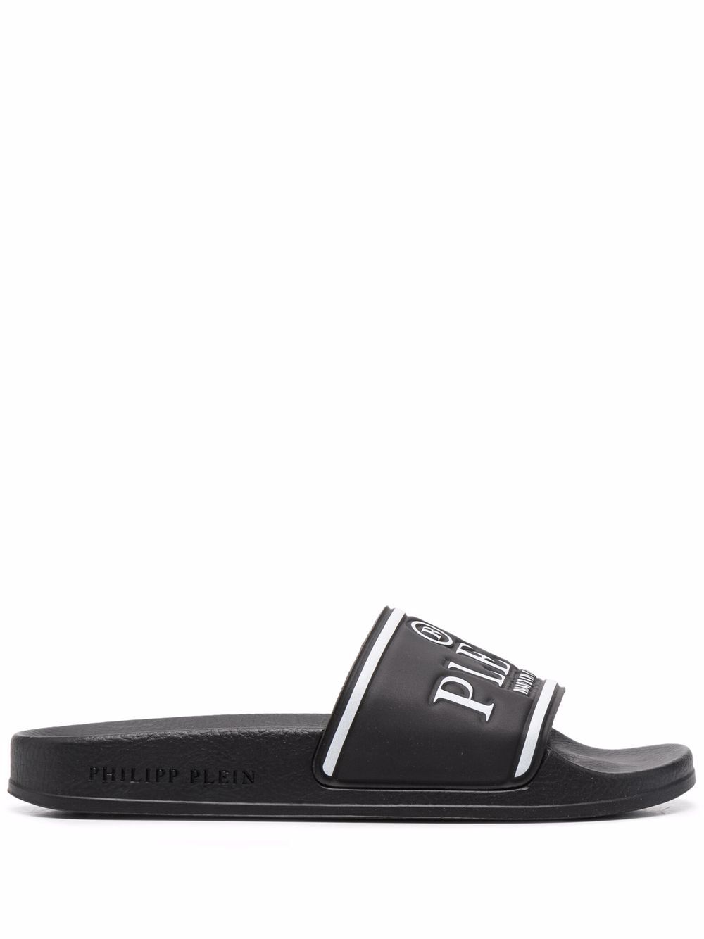 Philipp Plein logo印花拖鞋 - 黑色