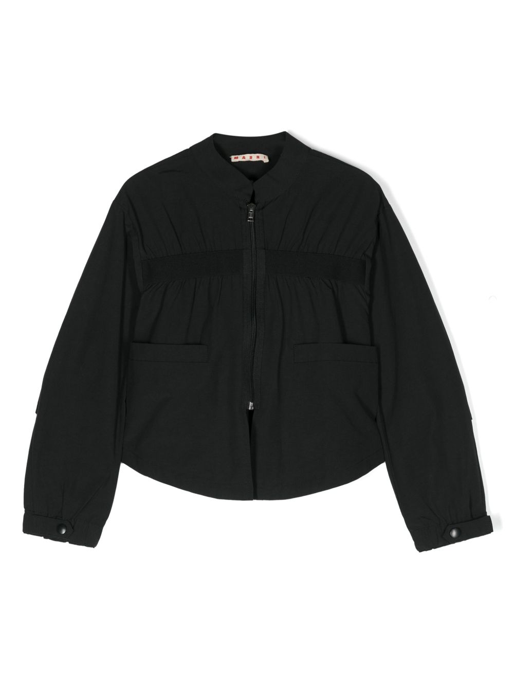 Marni Kids logo饰带斜纹布夹克 - 黑色