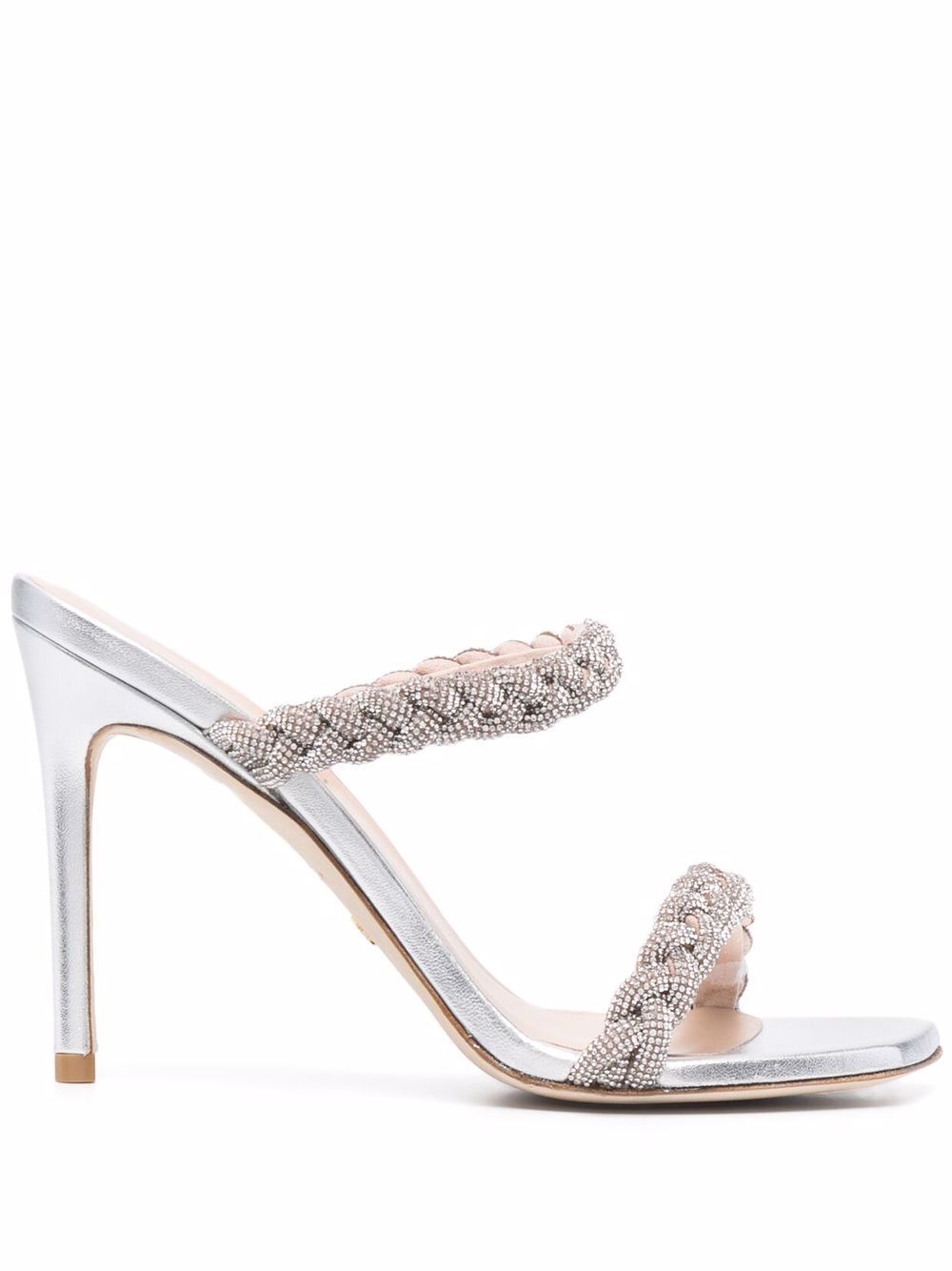 Stuart Weitzman Addison 晶饰细高跟凉鞋 - 银色