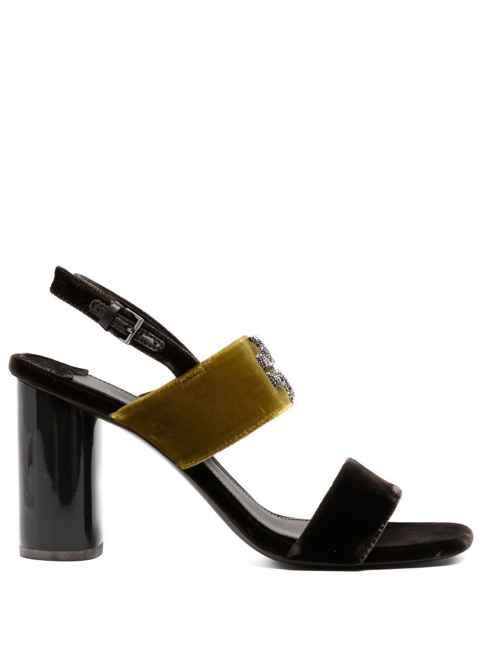 Tory Burch 粗高跟凉鞋 - 褐色