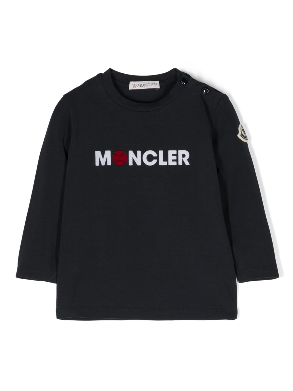 Moncler Enfant logo贴花棉T恤 - 蓝色