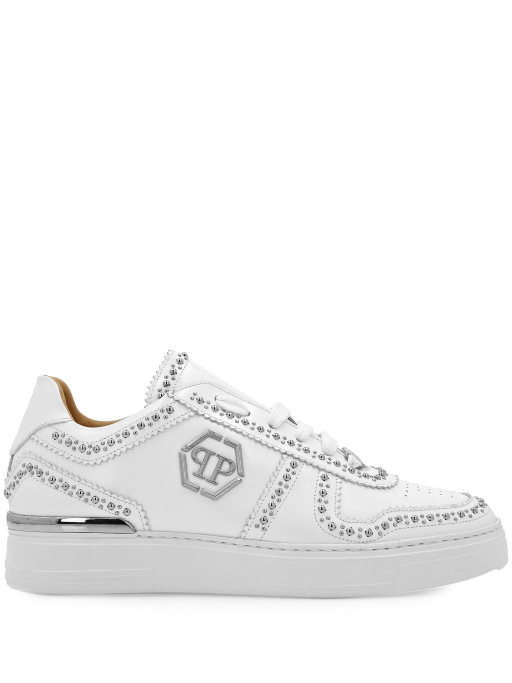 Philipp Plein Lo-Top 皮质运动鞋 - 白色