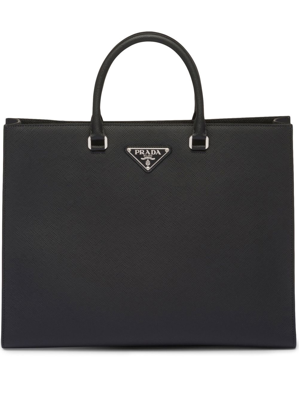 Prada 标贴皮质托特包 - 黑色