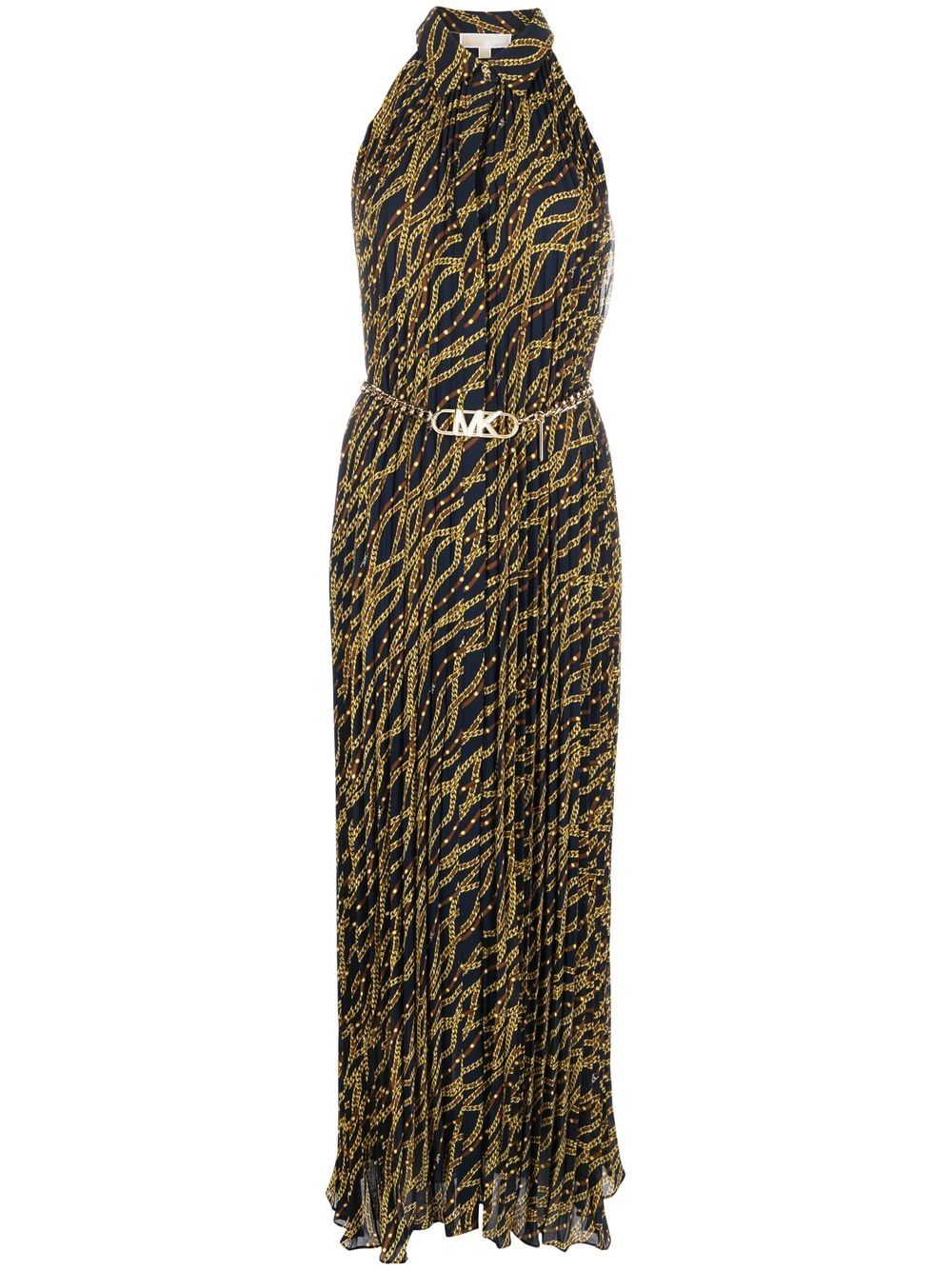 Michael Michael Kors Status Print 超长连衣裙 - 蓝色