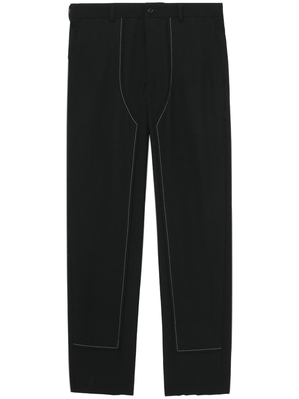 Black Comme Des Garçons 装饰性缝线直筒长裤 - 黑色