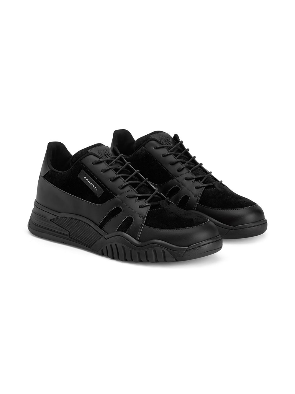Giuseppe Junior Talon Jr 绒面皮拼接运动鞋 - 黑色