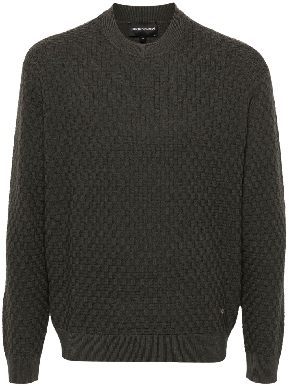 Emporio Armani 编织初剪羊毛毛衣 - 绿色