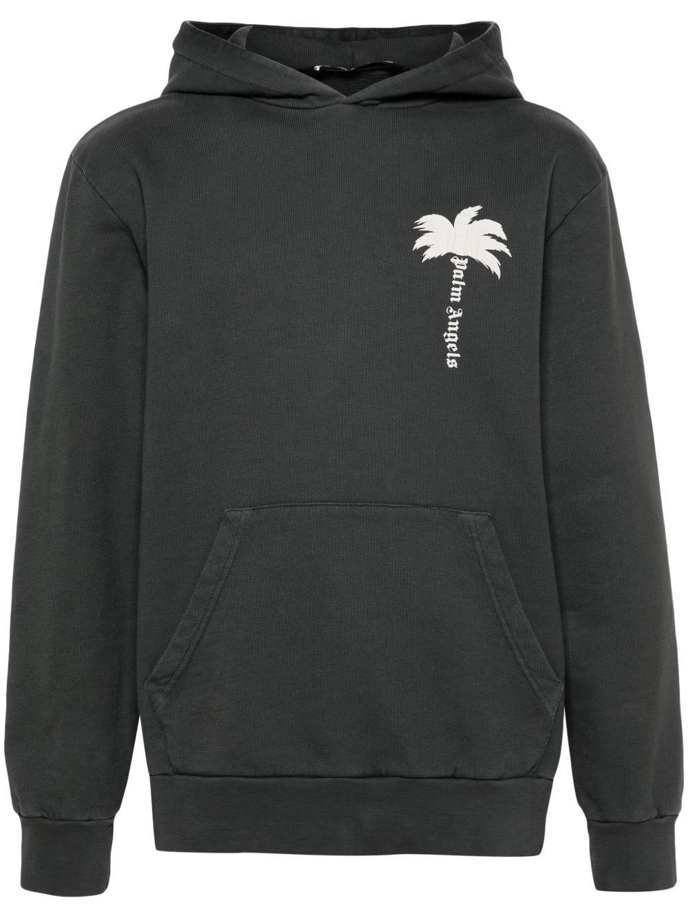 Palm Angels logo印花棉连帽衫 - 黑色