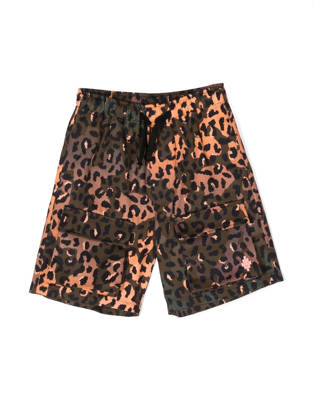 Marcelo Burlon County Of Milan Kids 大面积动物纹短裤 - 褐色