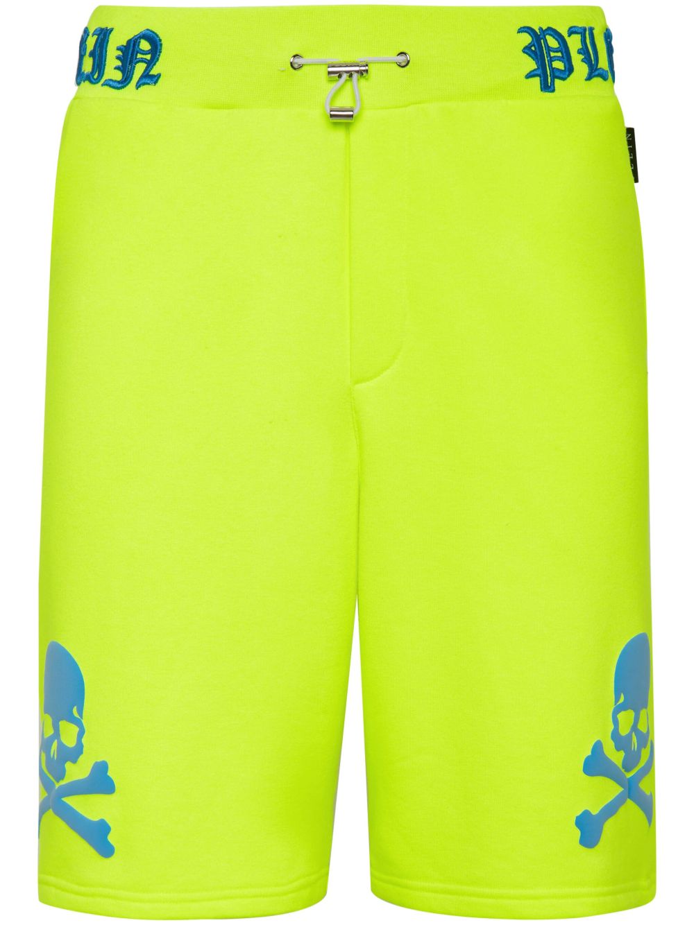 Philipp Plein Skull&Bones logo刺绣短裤 - 黄色