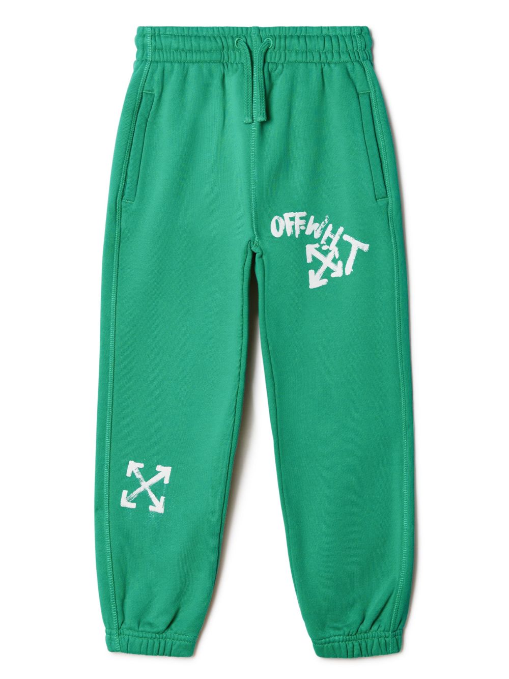 Off-White Kids Paint Script 棉质运动裤 - 绿色