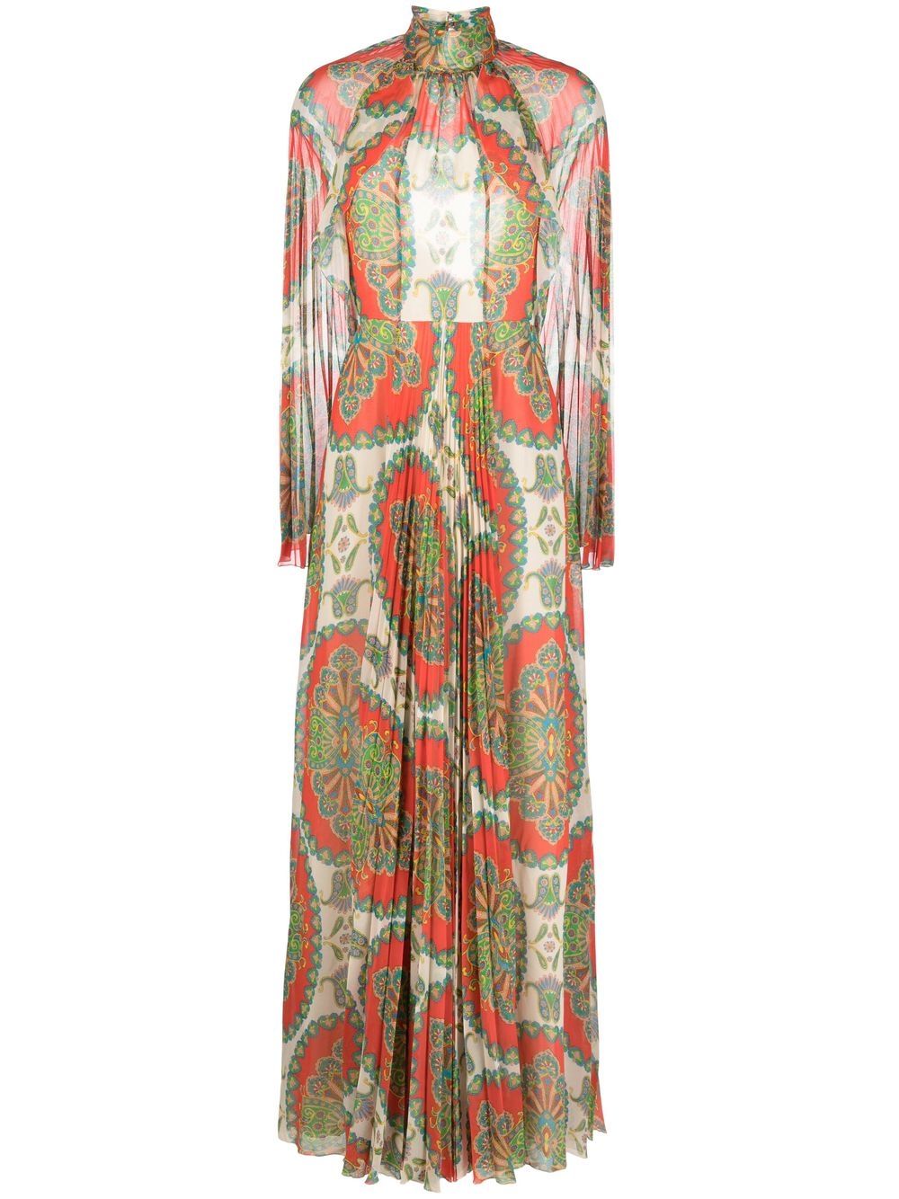 ETRO 佩斯理印花百褶连衣裙 - 中性色