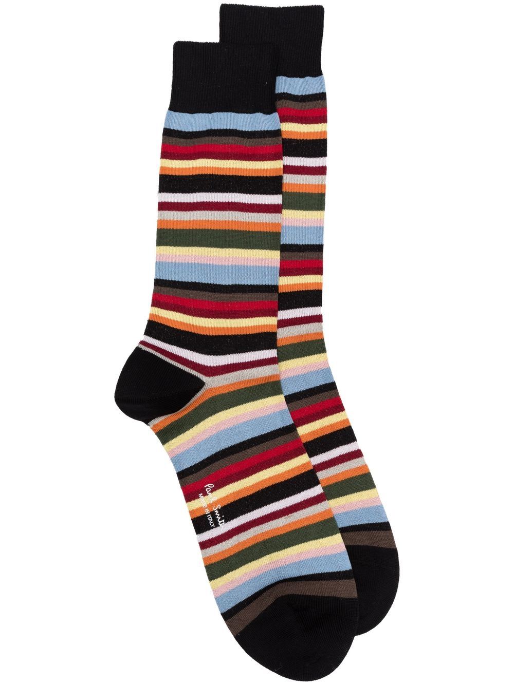 Paul Smith 大面积条纹针织袜 - 黑色