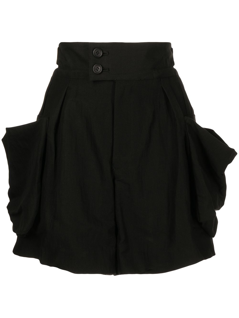 Yohji Yamamoto 垂坠棉短裤 - 黑色