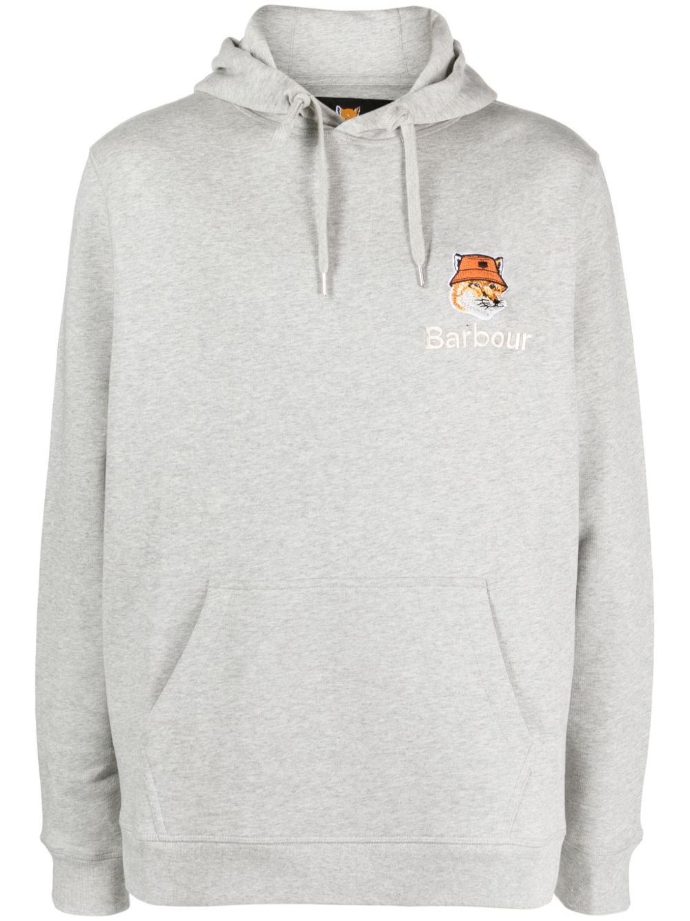 Barbour logo刺绣棉连帽衫 - 灰色