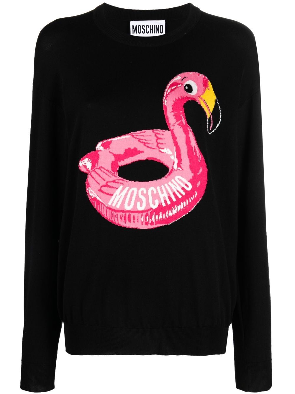 Moschino logo嵌花针织毛衣 - 黑色