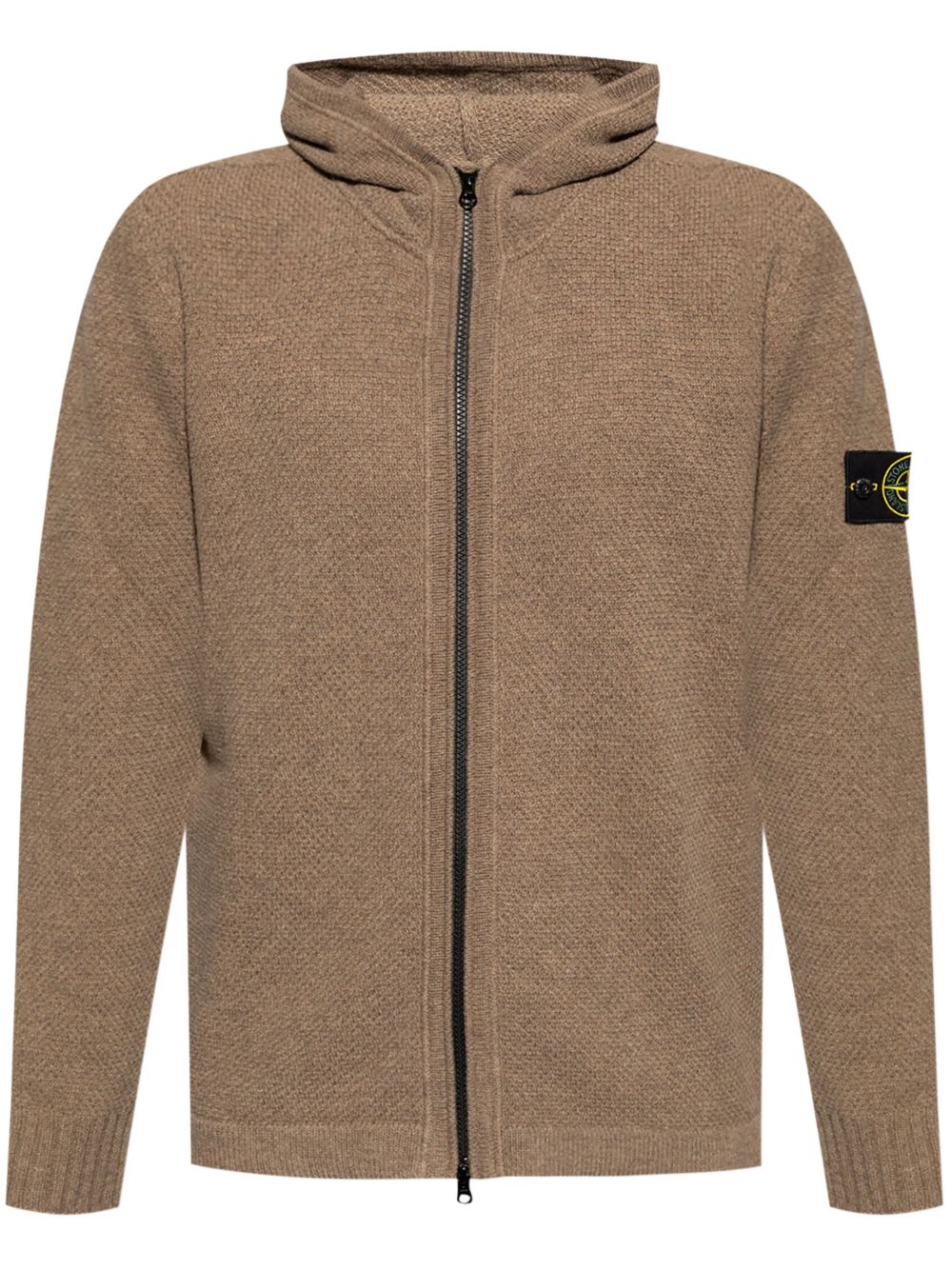 Stone Island Compass 徽章拉链连帽衫 - 褐色